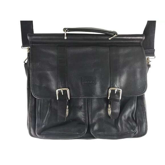 Wilsons Leather Unisex Black Pelle Studio Detachable Strap Divider Briefcase Bag - Picture 2 of 11